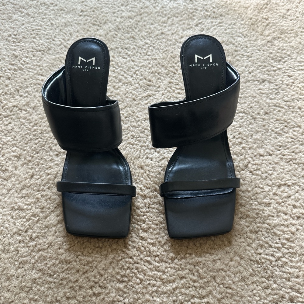 Marc Fisher Deann Sandal, Black Leather